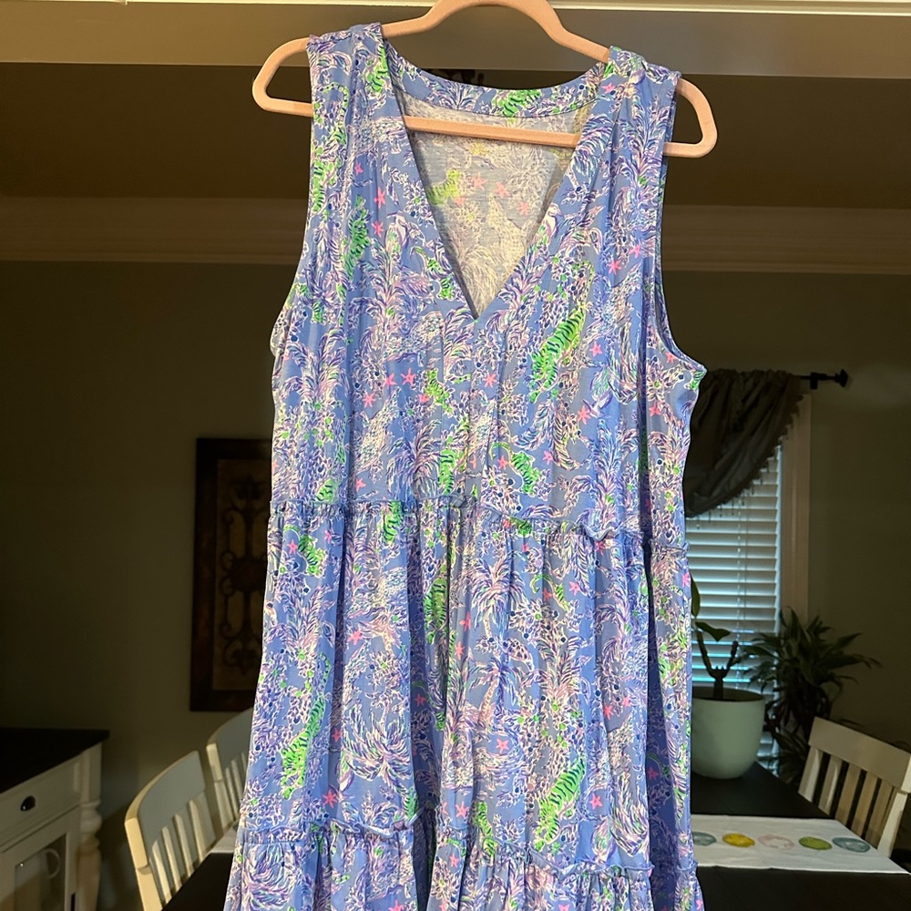 Lilly Pulitzer sleeveless dress. Not sure of print.